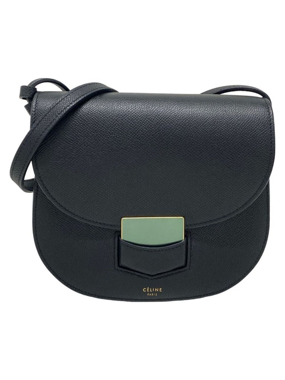 Celine Shoulder Bag Trotter Small Black Leather
